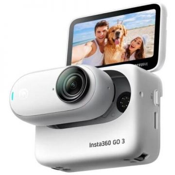 INSTA360 Camera video sport Insta360 GO3, 64GB, Control Vocal, Waterproof IPX8, Editare AI, Alb