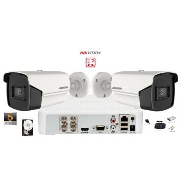 Kit complet supraveghere Hikvision 2 camere,4 in 1,Ultra Low-Light,5MP(2K+), IR 60m