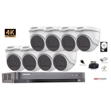 Kit complet supraveghere Hikvision 8 camere de interior, 4 in 1, 8MP(4K), IR 60 m