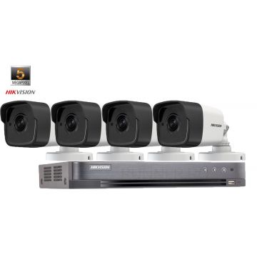 Sistem supraveghere Hikvision 4 camere 5MP(2K+), IR 40M 