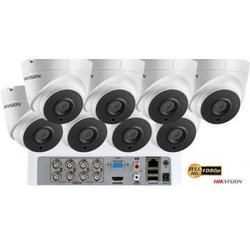 Sistem supraveghere Hikvision 8 camere de interior Ultra Low-Light 2MP FullHD, IR 60m