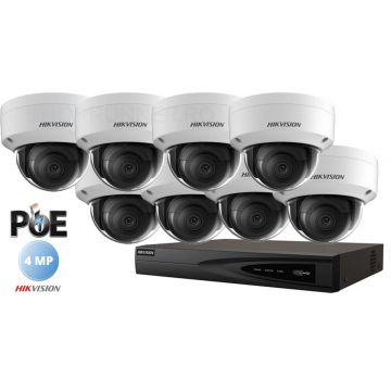 Sistem supraveghere Hikvision 8 camere IP de interior,4MP(2K),IR 30m