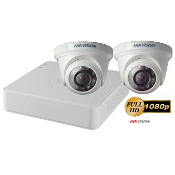 Sistem supraveghere video 2 camere de interior Hikvision 2MP FullHD, IR 20M