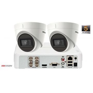 Sistem supraveghere video 2 camere de interior Hikvision 5MP(2K+), IR 30M