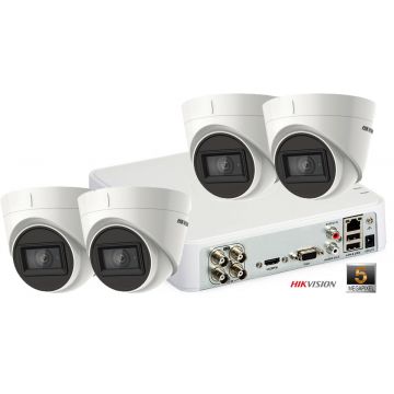 Sistem supraveghere video 4 camere de interior 5 MP(2K+) Hikvision Ultra Low Light, IR 30M