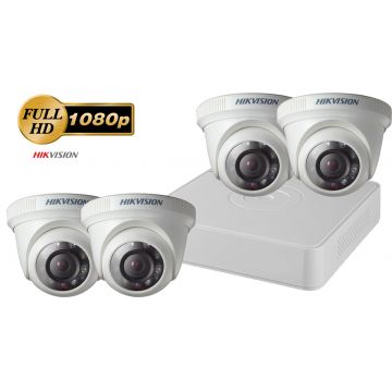 Sistem supraveghere video 4 camere de interior Hikvision 2MP FullHD, IR 20M