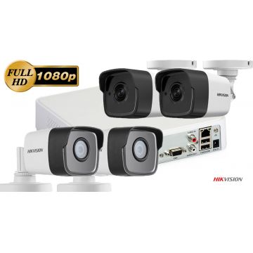 Sistem supraveghere video 4 camere Hikvision 2MP FullHD Ultra Low-Light, IR 80M
