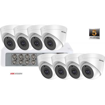 Sistem supraveghere video 8 camere de interior Hikvision 5MP(2K+), IR 20M
