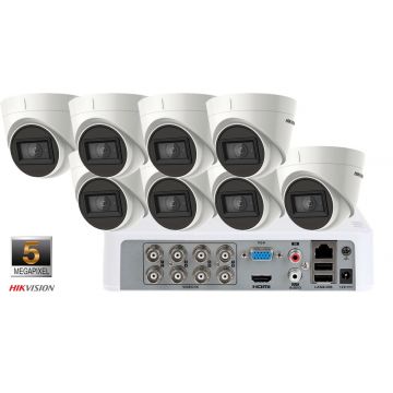 Sistem supraveghere video 8 camere de interior Hikvision 5MP(2K+), IR 40M