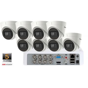 Sistem supraveghere video 8 camere de interior Hikvision Ultra Low Light 5MP(2K+), IR 30M