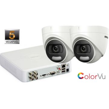 Sistem supraveghere video Hikvision 2 camere de interior ColorVu 5MP(2K+), IR 20m