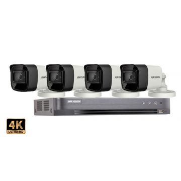 Sistem supraveghere video Hikvision 4 camere de exterior 8MP(4K), IR 30M