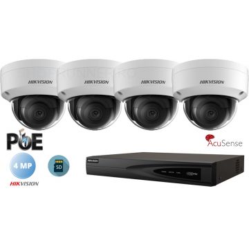 Sistem supraveghere video Hikvision 4 camere IP de interior,AcuSense,SD-card,4MP(2K),IR 30m