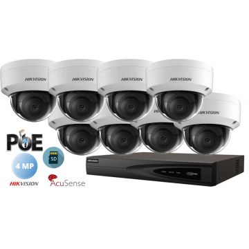 Sistem supraveghere video Hikvision 8 camere IP de interior,AcuSense,SD-card,4MP(2K),IR 30m