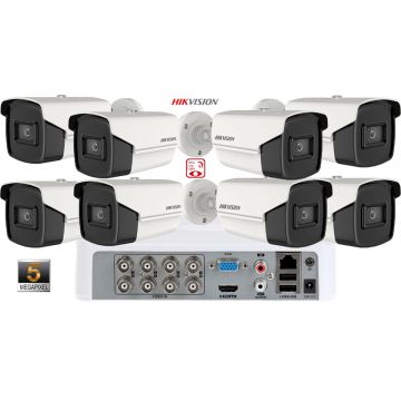 Sistem supraveghere video Hikvision 8 camere Ultra Low-Light, 5MP(2K+), IR 60M