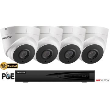 Sistem supraveghere video IP Hikvision 4 camere de interior,2MP Full HD 1080p,IR 30m