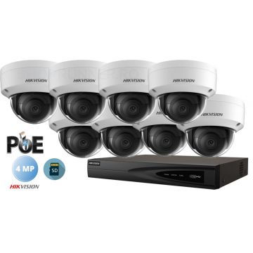 Sistem supraveghere video IP Hikvision 8 camere de interior,4MP(2K),SD-card,IR 30m