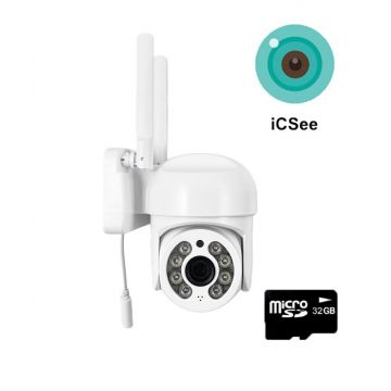 Camera de supraveghere WIFI, ICSEE PRO, 2MP, 32GB, rotire, miscare automata, alarma