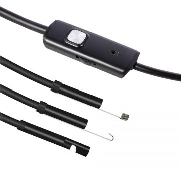 Camera Endoscop Techstar® EN10, Flexibila, IP67, Iluminare LED, MicroUSB, Magnet, Carlig, Oglinda, 1m