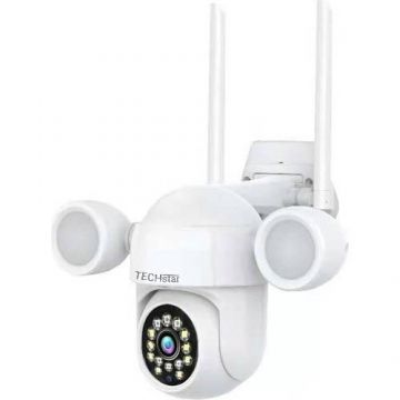 Camera Supraveghere PTZ Techstar® D16B, 2MP, FullHD, Lumina IR si Proiector LED, Control Vertical + Orizontal, Audio Bidirectional, Detectarea Miscarii, ONVIF, P2P, Cloud, Slot MicroSD, Auto-Tracking