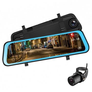 Camera Video Auto Premium Tip Oglinda Techstar® L606 Dubla FullHD, TouchScreen 10'', 12MPx, Unghi 170°, Mod Parking, G Sensor