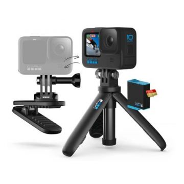 Camera Video de Actiune GoPro HERO10B, Filmare 5.3K 30FPS, 23MP, Waterproof, GPS, Bluetooth, Wi-Fi, Microfon + SD Card 64GB (Negru)