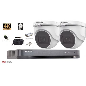 Kit complet supraveghere Hikvision 2 camere de interior 4 in 1 8MP(4K), IR 60m