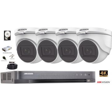 Kit complet supraveghere Hikvision 4 camere de interior, 4 in 1,8MP(4K), IR 60m