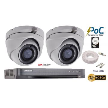 Kit supraveghere Hikvision 2 camere de interior POC 2MP Full HD, IR 20m