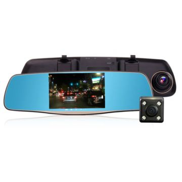 Oglinda Camera Video Auto L808 DVR FullHD Dubla cu Ecran 5 inchi Touch Screen si Unghi de 170°