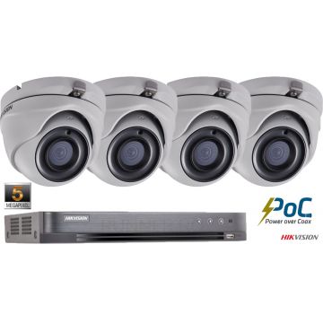 Sistem de supraveghere Hikvision POC 4 camere de interior, 5MP 2(K+), IR 20m