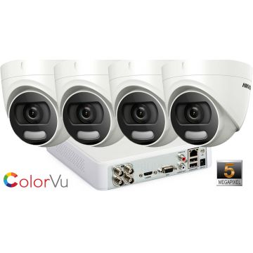 Sistem supraveghere Hikvision 4 camere ColorVu 5MP(2K+), IR 20M  