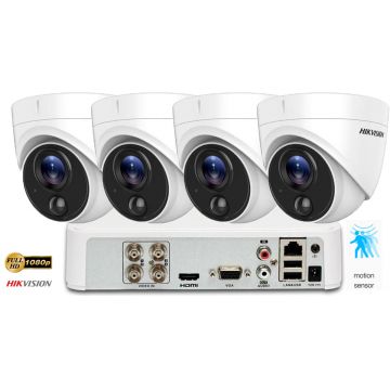 Sistem supraveghere Hikvision 4 camere de interior Ultra Low-Light PIR Turret 2 MP Full HD 1080P, IR 20M