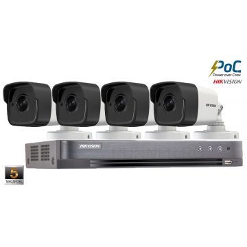 Sistem supraveghere Hikvision 4 camere POC 5MP(2K+),IR 80m