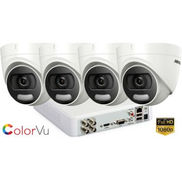 Sistem supraveghere Hikvision 4 camere ColorVu, 2MP Full HD, IR 20M