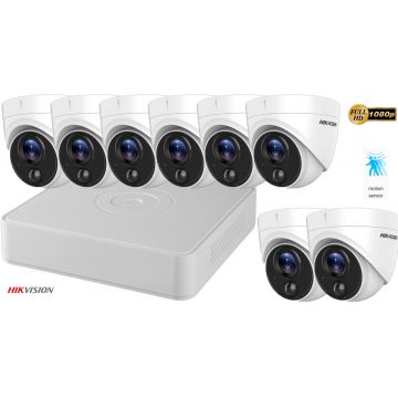 Sistem supraveghere Hikvision 8 camere Ultra Low-Light PIR Turret 2 MP FullHD, IR 20M