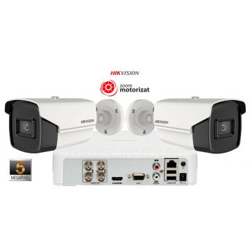 Sistem supraveghere video Hikvision 2 camere 5MP(2K+) Zoom Motorizat, IR 40M