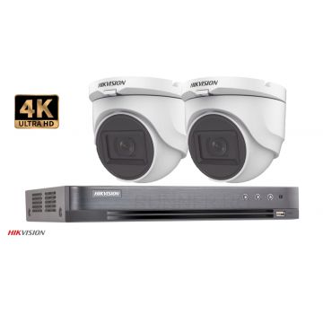 Sistem supraveghere video Hikvision 2 camere de interior 8MP(4K), IR 30m