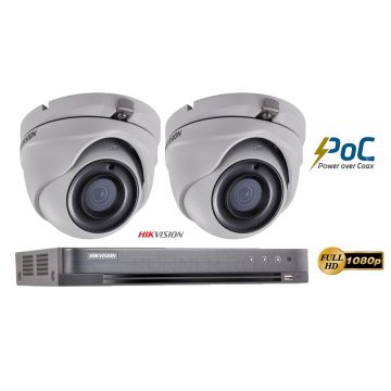 Sistem supraveghere video Hikvision 2 camere de interior PoC 2MP Full HD, IR 20m