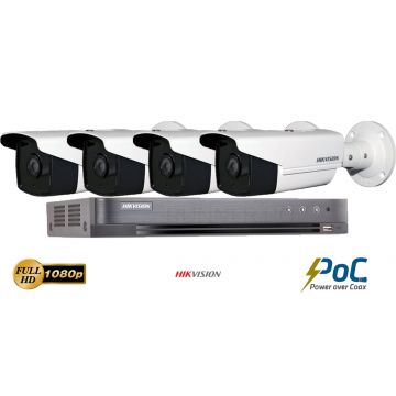 Sistem supraveghere video Hikvision 4 camere PoC, FullHD, IR 40M