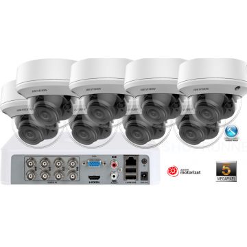 Sistem supraveghere video Hikvision 8 camere de interior 5MP(2K+), Zoom Motorizat, IR 40M