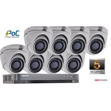 Sistem supraveghere video Hikvision 8 camere de interior PoC 5MP(2K+), IR 20M