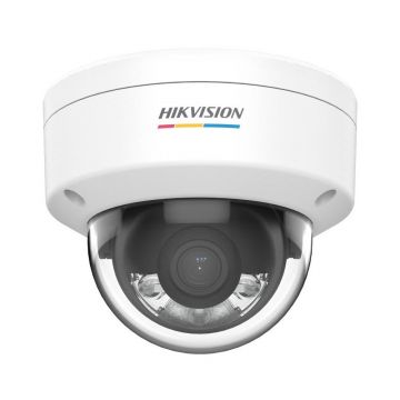 Camera supraveghere exterior IP Dome HikVision ColorVu DS-2CD1147G0-L28D, 4 MP, 2.8 mm, lumina calda 30 m, PoE