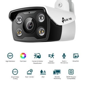 Camera supraveghere TP-Link IP 3MP IR 30m lentila 2.8mm microfon PoE - VIGI C330(2.8MM) Camera supraveghere TP-Link IP 3MP IR 30m lentila 2.8mm microfon PoE - VIGI C330(2.8MM)