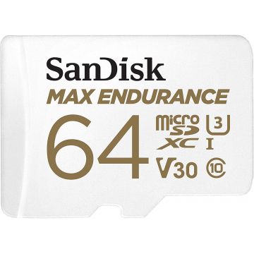 Card de memorie SanDisk micro SD Max Endurance Video 64 GB, Class 10, V30, UHS U3 + adaptor