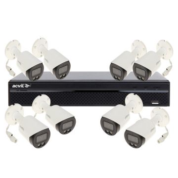 Sistem supraveghere IP exterior basic Dahua ACVDH-B8EXTIR30-4MP-M, 4 MP, 2.8 mm, IR 30 m, 8 camere