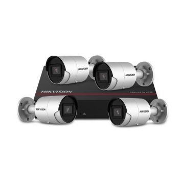 Sistem supraveghere IP exterior basic Hikvision 4EXTIR40-4MP-1TB-V1, 4 camere, 4 MP, IR 40 m, 2.8 mm, PoE, SSD 1 TB