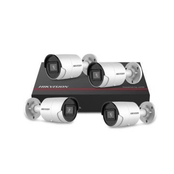 Sistem supraveghere IP exterior basic Hikvision 4EXTIR40-4MP-1TB-V4, 4 camere, 4 MP, IR 40 m, 2.8 mm, PoE, SSD 1 TB