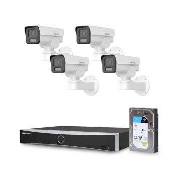 Sistem supraveghere IP exterior basic Hikvision 4EXTIR50-2MP-HDD, 4 camere, 2 MP, IR 50 m, 2.8 - 12 mm, PoE, HDD 1 TB