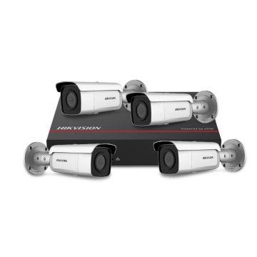 Sistem supraveghere IP exterior basic Hikvision 4EXTIR60-4MP-1TB, 4 camere, 4 MP, IR 60 m, 2.8 mm, PoE, SSD 1 TB